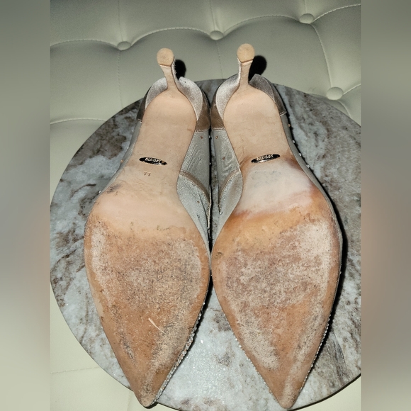 Badgley Mischka Glittering Silver Heels - Picture 8 of 16